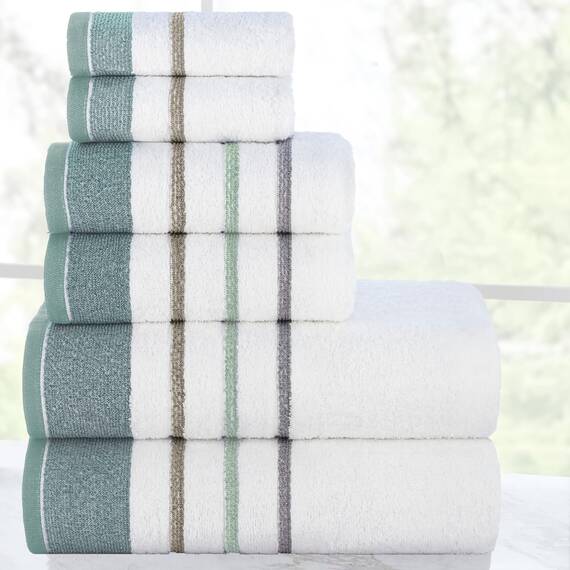 Casa Copenhagen, 6teiliges Designer Handtuch Geschenkset aus 100% ägyptischer Baumwolle – Graues Meergras, 600 g/m² (2Badetücher, 2Handtücher, 2Waschhandschuhe) Geschenkbox für Damen & Herren