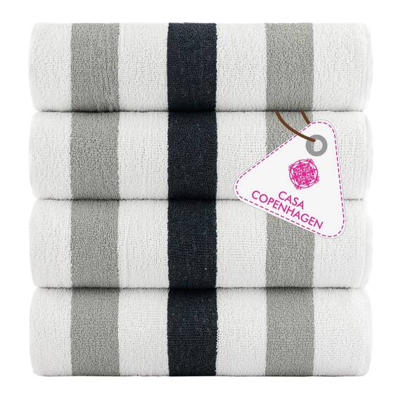 Casa Copenhagen Monaco Handtücher 4-Stück Geschenkset aus – Anthrazitgrau Strandtüchern, 75x150 cm extragroße Pooltüchern 100% Baumwolle (perfekte Sommer Geschenkset für Damen & Herren)