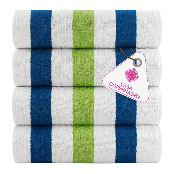 Casa Copenhagen Monaco Handtücher 4-Stück Geschenkset aus – Grasgrün Strandtüchern, 75x150 cm extragroße Pooltüchern 100% Baumwolle (perfekte Sommer Geschenkset für Damen & Herren)
