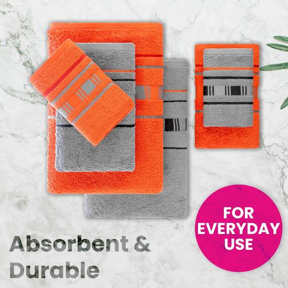 Casa Copenhagen, 6teiliges Designer Handtuch Geschenkset aus 100% ägyptischer Baumwolle –Grau Rot, 600 g/m² (2Badetücher, 2Handtücher, 2Waschhandschuhe) Geschenkbox für Damen & Herren