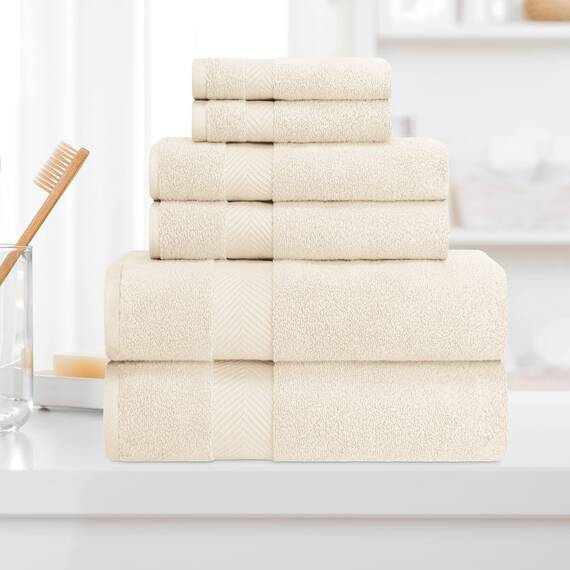 Superior - Kollektion, superweiches und saugfähiges Badehandtuchset, Baumwolle, elfenbeinfarben, 2-er Set