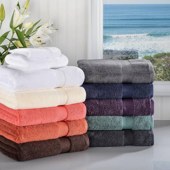Superior - Kollektion, superweiches und saugfähiges Badetuchset, Baumwolle, traubenkernfarben, 2-er Set