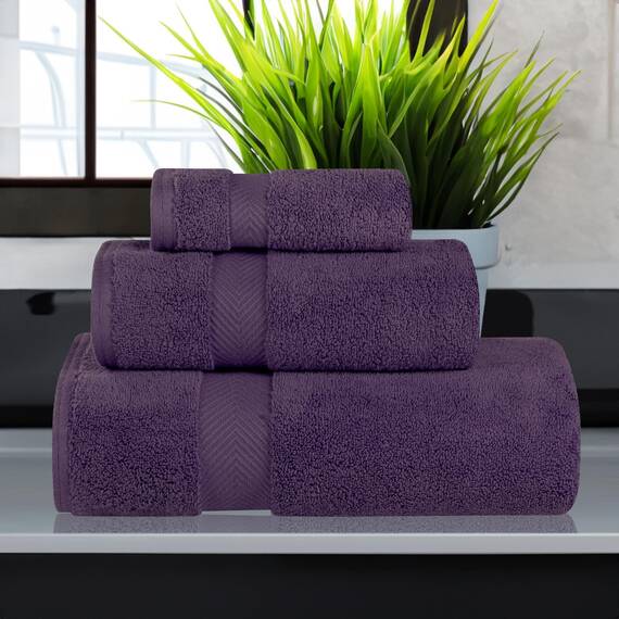 Superior - Kollektion, superweiches und saugfähiges Badetuchset, Baumwolle, traubenkernfarben, 2-er Set