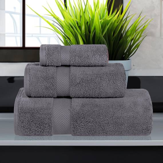 Superior - Kollektion, superweiches und saugfähiges Badetuchset, Baumwolle, grau, 2-er Set