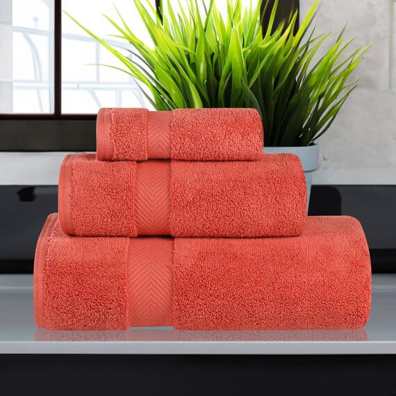 Superior - Kollektion, superweiches und saugfähiges Badetuchset, Baumwolle, Ziegelrot, 2-er Set