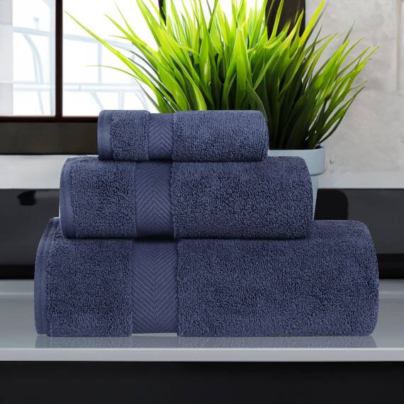 Superior - Kollektion, superweiches und saugfähiges Badetuchset, Baumwolle, mitternachtsblau, 2-er Set