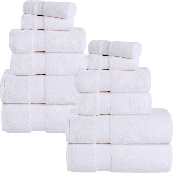 Superior Zero Twist Handtuch-Set, Baumwolle, 12-teilig, Sortiert, enthält 4 Badetücher, 4 Handtücher, 4 Waschlappen/Gesichtstücher, schnell trocknend, für Zuhause, Dusche, Spa, luxuriöse, weiche,