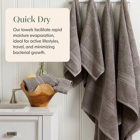 Springtree Home Handtuch-Set aus 100% Baumwolle | Geometrisches Strukturdesign | Saugfähig, schnelltrocknend | 2 Badetücher, 2 Handtücher und 2 Waschlappen | Öko-Tex-Standard 100, Myla-Kollektion