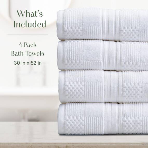 Springtree Home Badetuch-Set aus 100% Baumwolle, 4 Stück | Geometrisches Strukturdesign | Superweich und saugfähig mit schnell trocknenden Fasern | Öko-Tex-Standard 100, Myla-Kollektion