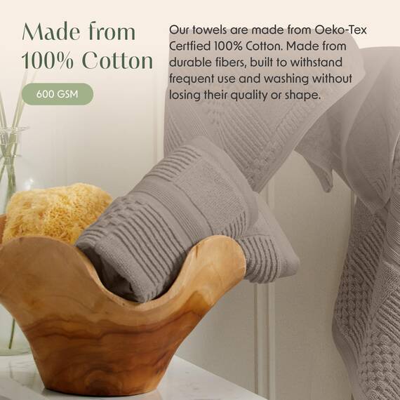 Springtree Home Badetuch 4er Set aus 100% Baumwolle | Badetücher braun | geometrisches strukturiertes Design | saugfähig & schnelltrocknend | 4 Badetücher | Oeko-TEX Standard 100 Baumwolle |