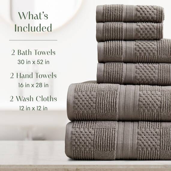Springtree Home Handtuch-Set aus 100% Baumwolle | Geometrisches Strukturdesign | Saugfähig, schnelltrocknend | 2 Badetücher, 2 Handtücher und 2 Waschlappen | Öko-Tex-Standard 100, Myla-Kollektion