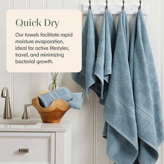 Springtree Home Handtuch-Set aus 100% Baumwolle | Geometrisches Strukturdesign | Saugfähig, schnelltrocknend | 2 Badetücher, 2 Handtücher und 2 Waschlappen | Öko-Tex-Standard 100, Myla-Kollektion
