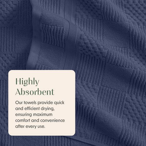 Springtree Home Badetuch-Set aus 100 % Baumwolle, 6-teiliges Set, blaue Handtücher, geometrisches strukturiertes Design, saugfähig und schnelltrocknend, Oeko-TEX Standard 100 Baumwolle