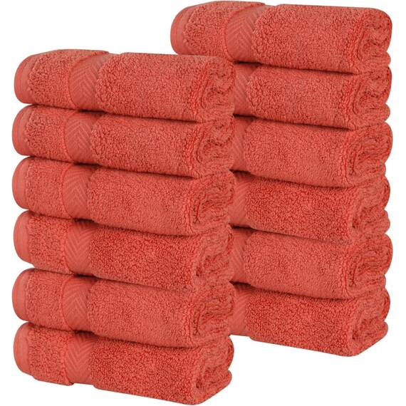 Superior Baumwoll-Gesichtstuch-/Waschlappen-Set, kleine Handtücher, für Spa, Hotel, Gäste, Zuhause, flauschig, weich, saugfähig, luxuriös, schnell trocknend, Zero Twist Kollektion, 12-teilig
