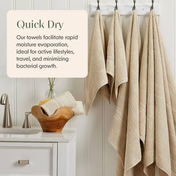 Springtree Home Badetuch-Set aus 100% Baumwolle, 4er-Set | Geometrisches Strukturdesign | Superweich und saugfähig mit schnell trocknenden Fasern | Öko-Tex-Standard 100, Myla-Kollektion