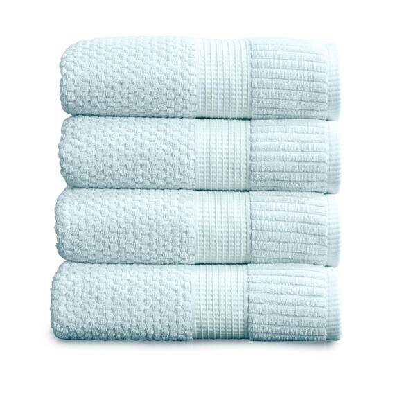 NY Loft Badetücher aus 100 % Baumwolle, superweich und saugfähig, schnell trocknend, strukturierte und strapazierfähige Baumwolle, Trinity-Kollektion, 4 Stück Badetücher, 76,2 x 132,1 cm, Blaugrau