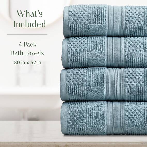 Springtree Home Badetuch-Set aus 100% Baumwolle, 4er-Set | Geometrisches Strukturdesign | Superweich und saugfähig mit schnell trocknenden Fasern | Öko-Tex-Standard 100, Myla-Kollektion