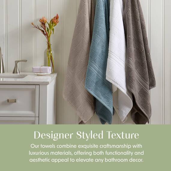 Springtree Home Badetuch 4er Set aus 100% Baumwolle | Badetücher braun | geometrisches strukturiertes Design | saugfähig & schnelltrocknend | 4 Badetücher | Oeko-TEX Standard 100 Baumwolle |
