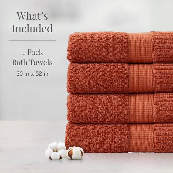NY Loft 4-teiliges Badetuch-Set, 100 % Baumwolle, super weich und saugfähig, schnell trocknend, strukturierte und strapazierfähige Baumwolle, Trinity-Kollektion, 4 Stück, 76,2 x 132,1 cm, Tonfarben