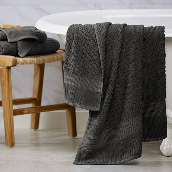 NY Loft Badetücher, 100% Baumwolle, schnelltrocknend, saugfähig, Öko-Tex-Zertifiziert, maschinenwaschbar, 4 Stück, 76,2 x 132,1 cm, Dunkelgrau