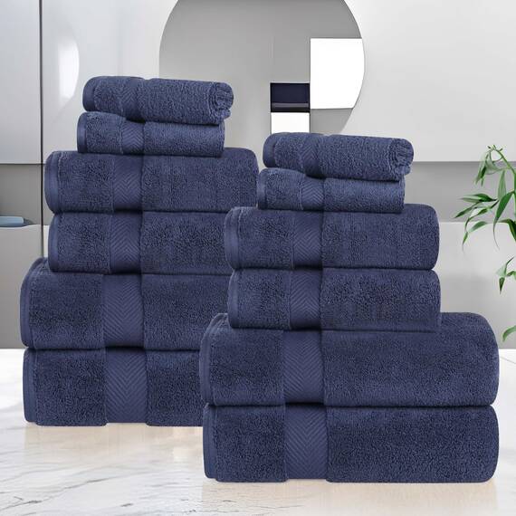 Superior Zero Twist Handtuch-Set, Baumwolle, 12-teilig, Sortiert, enthält 4 Badetücher, 4 Handtücher, 4 Waschlappen/Gesichtstücher, schnell trocknend, Essentials, Dusche, Spa, luxuriöse, weiche,