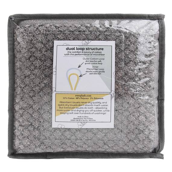 Everplush Handtuch 55% Zero Twist Baumwolle Granit 4 Stück