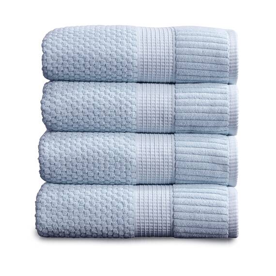 NY Loft Badetuch aus 100 % Baumwolle, superweich und saugfähig, schnell trocknend, strukturierte und strapazierfähige Baumwolle, Trinity-Kollektion, 4 Stück, 76,2 x 132,1 cm, Chambray-Blau