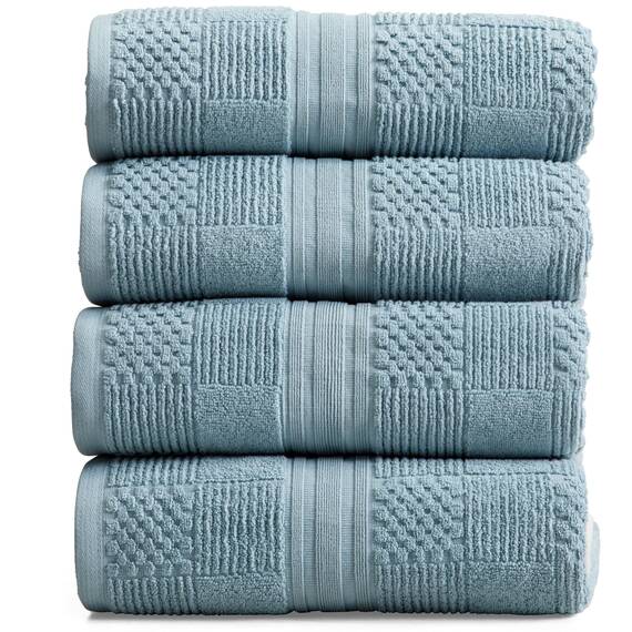Springtree Home Badetuch-Set aus 100% Baumwolle, 4er-Set | Geometrisches Strukturdesign | Superweich und saugfähig mit schnell trocknenden Fasern | Öko-Tex-Standard 100, Myla-Kollektion