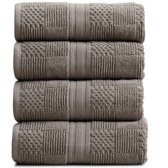 Springtree Home Badetuch-Set aus 100% Baumwolle, 4er-Set | Geometrisches Strukturdesign | Superweich und saugfähig mit schnell trocknenden Fasern | Öko-Tex-Standard 100, Myla-Kollektion