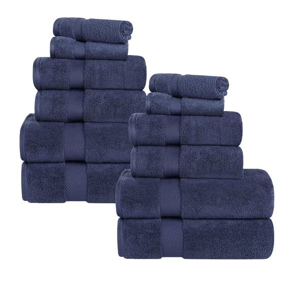 Superior Zero Twist Handtuch-Set, Baumwolle, 12-teilig, Sortiert, enthält 4 Badetücher, 4 Handtücher, 4 Waschlappen/Gesichtstücher, schnell trocknend, Essentials, Dusche, Spa, luxuriöse, weiche,
