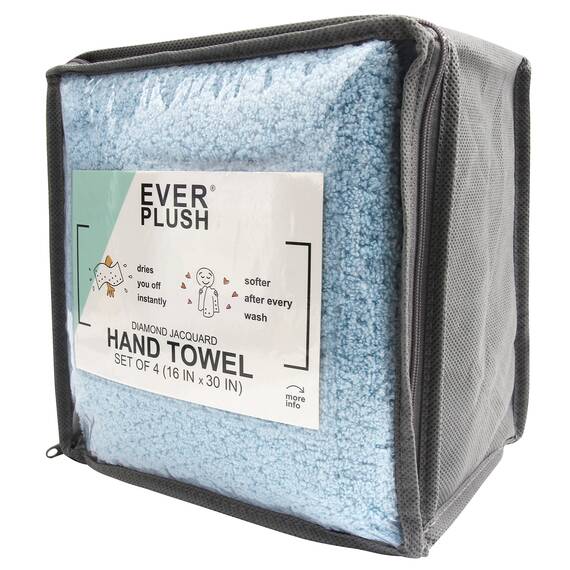 Everplush Hand Towel Set, 4 Pieces, Aquamarine, 4 Piece