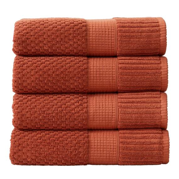 NY Loft 4-teiliges Badetuch-Set, 100 % Baumwolle, super weich und saugfähig, schnell trocknend, strukturierte und strapazierfähige Baumwolle, Trinity-Kollektion, 4 Stück, 76,2 x 132,1 cm, Tonfarben