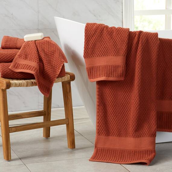 NY Loft 4-teiliges Badetuch-Set, 100 % Baumwolle, super weich und saugfähig, schnell trocknend, strukturierte und strapazierfähige Baumwolle, Trinity-Kollektion, 4 Stück, 76,2 x 132,1 cm, Tonfarben