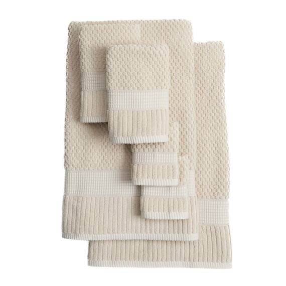 NY Loft 6-teiliges Baumwoll-Handtuch-Set, super weich und saugfähig, schnell trocknend, sandfarben, Öko-Tex-zertifiziert, maschinenwaschbar