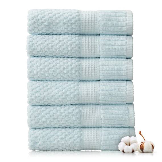 NY Loft Handtuch-Set aus 100 % Baumwolle, superweich und saugfähig, schnell trocknend, strukturierte und strapazierfähige Baumwolle, Trinity-Kollektion, 6 Stück, 40,6 x 71,1 cm, Hellblau (Seafoam)