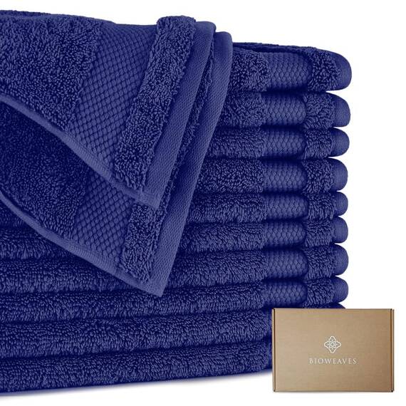 BIOWEAVES Waschlappen aus 100 % Bio-Baumwolle, 700 g/m², GOTS-zertifiziert, 33 x 33 cm, Marineblau, 12 Stück