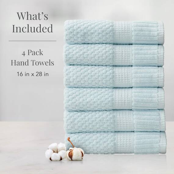 NY Loft Handtuch-Set aus 100 % Baumwolle, superweich und saugfähig, schnell trocknend, strukturierte und strapazierfähige Baumwolle, Trinity-Kollektion, 6 Stück, 40,6 x 71,1 cm, Hellblau (Seafoam)