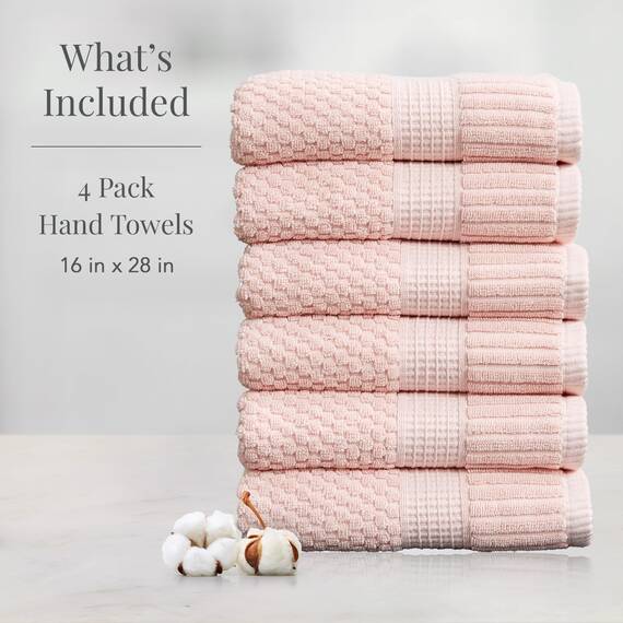 NY Loft Handtuch aus 100 % Baumwolle, superweich und saugfähig, schnell trocknend, strukturierte und strapazierfähige Baumwolle, Trinity-Kollektion, 6 Stück Handtücher, 40,6 x 71,1 cm, Hellrosa