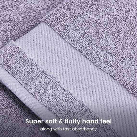 BIOWEAVES Badetuch-Set aus 100 % Bio-Baumwolle, 700 GSM Plüsch, 6-teiliges Premium-Handtuch-Set, GOTS-zertifiziert, 2 Badetücher, 2 Handtücher & 2 Waschlappen - Lavendel