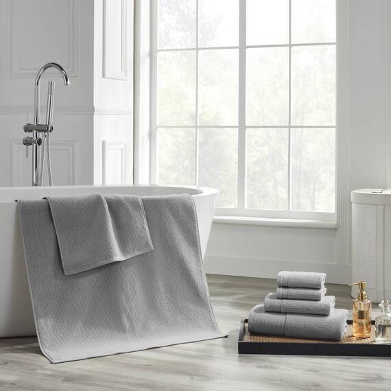 Modern Threads Waffelrippe 6-teiliges Handtuch-Set - Premium Baumwolle Badetücher, Ultra-saugfähig & weich, Elegante Waffelstruktur für Bad & Spa, Auster