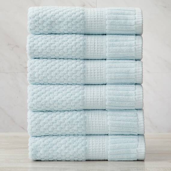 NY Loft Handtuch-Set aus 100 % Baumwolle, superweich und saugfähig, schnell trocknend, strukturierte und strapazierfähige Baumwolle, Trinity-Kollektion, 6 Stück, 40,6 x 71,1 cm, Hellblau (Seafoam)