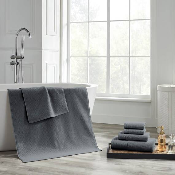 Modern Threads Waffelrippe 6-teiliges Handtuchset - Premium Baumwolle Badetücher Ultra Saugfähig & Weich Elegante Waffelstruktur für Bad & Spa Carbon