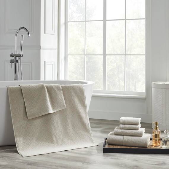 Modern Threads Waffelrippe 6-teiliges Handtuchset - Premium Baumwolle Badetücher Ultra Saugfähig & Weich Elegante Waffelstruktur für Bad & Spa Taupe
