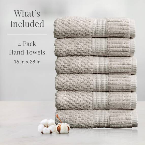 NY Loft Handtuch aus 100 % Baumwolle, superweich und saugfähig, schnell trocknend, strukturierte und strapazierfähige Baumwolle, Trinity-Kollektion, 6 Stück Handtücher, 40,6 x 71,1 cm, Hellgrau (Quiet