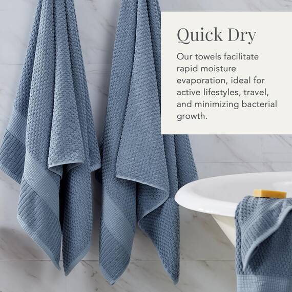 NY Loft Handtuch aus 100 % Baumwolle, superweich und saugfähig, schnell trocknend, strukturierte und strapazierfähige Baumwolle, Trinity-Kollektion, 6 Stück Handtücher, 40,6 x 71,1 cm, Blau (Flint