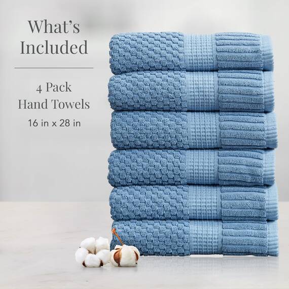 NY Loft Handtuch aus 100 % Baumwolle, superweich und saugfähig, schnell trocknend, strukturierte und strapazierfähige Baumwolle, Trinity-Kollektion, 6 Stück Handtücher, 40,6 x 71,1 cm, Schattenblau