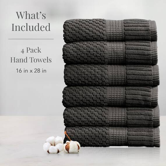 NY Loft Handtuch aus 100 % Baumwolle, superweich und saugfähig, schnell trocknend, strukturierte und strapazierfähige Baumwolle, Trinity-Kollektion, 6 Stück Handtücher, 40,6 x 71,1 cm, Dunkelgrau