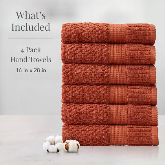 NY Loft Handtuch-Set aus 100 % Baumwolle, superweich und saugfähig, schnell trocknend, strukturierte und strapazierfähige Baumwolle, Trinity-Kollektion, 6 Stück, 40,6 x 71,1 cm, Tonfarben (Clay)