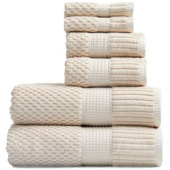 NY Loft 6-teiliges Baumwoll-Handtuch-Set, super weich und saugfähig, schnell trocknend, sandfarben, Öko-Tex-zertifiziert, maschinenwaschbar