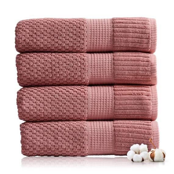 NY Loft Badetuch aus 100 % Baumwolle, superweich und saugfähig, schnell trocknend, strukturierte und strapazierfähige Baumwolle, dicke Premium-Handtücher, Trinity-Kollektion, 4 Stück Badetücher,